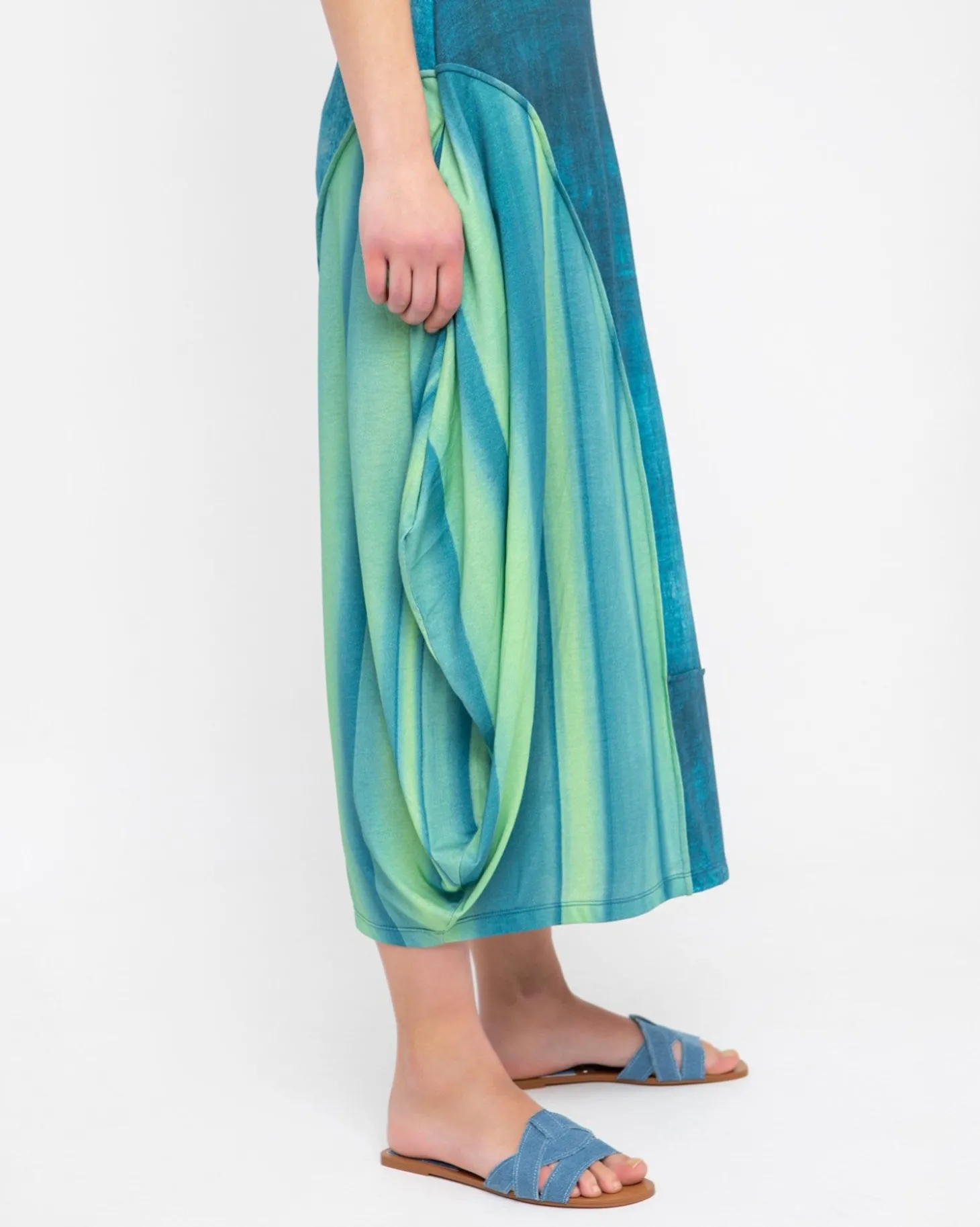 Ozai N Ku Aquamarine Midi Skirt, Ocean