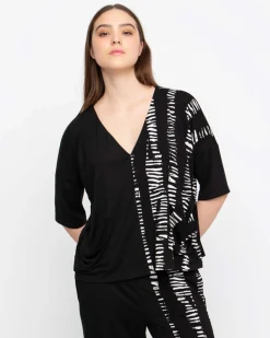 Ozai N Ku Bliss V-Neck Top, Black
