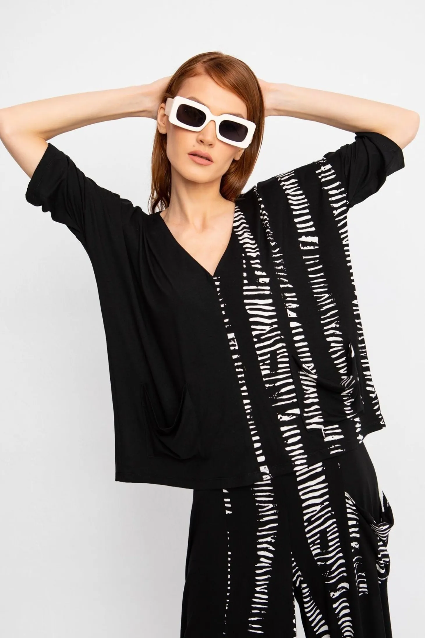 Ozai N Ku Bliss V-Neck Top, Black