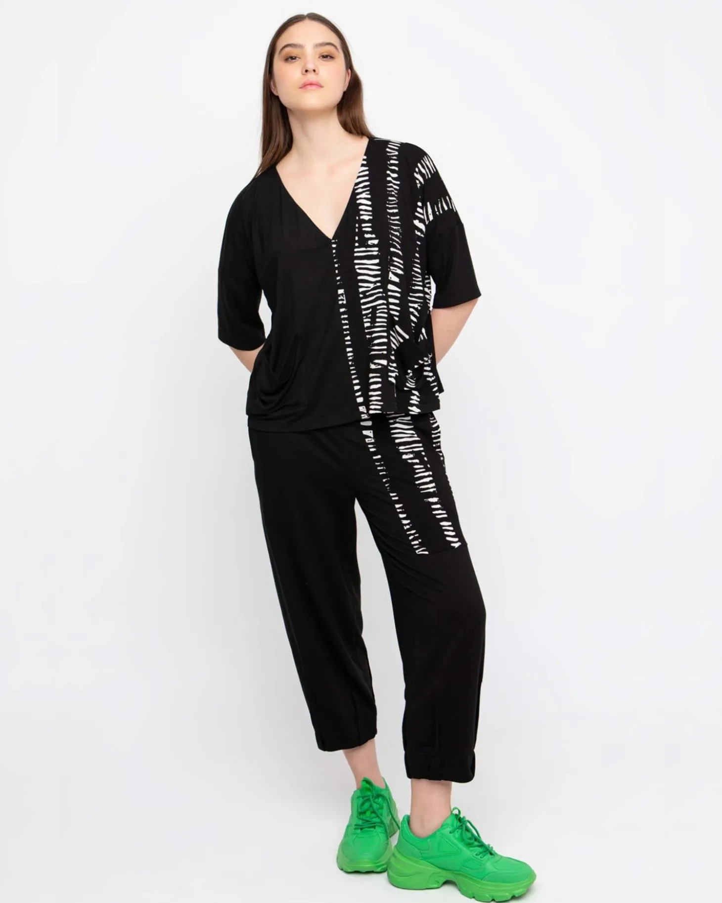 Ozai N Ku Bliss V-Neck Top, Black