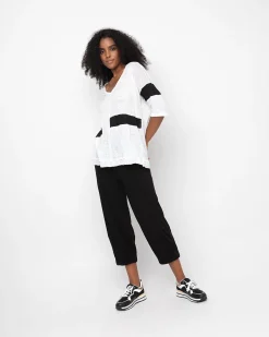 Ozai N Ku Block V-Neck Tee, White