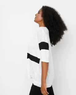 Ozai N Ku Block V-Neck Tee, White
