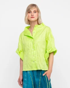 Ozai N Ku Crinkle Funnel Shirt, Lime