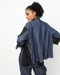 Ozai N Ku Crinkle Patch Shirt Jacket, Denim