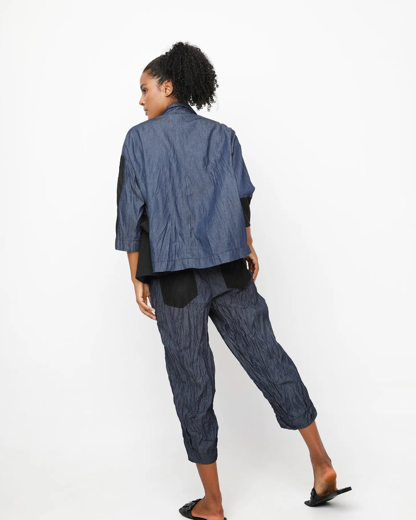 Ozai N Ku Crinkle Patch Shirt Jacket, Denim