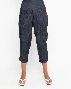 Ozai N Ku Crinkle Stitch Capri Pants, Denim