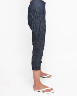 Ozai N Ku Crinkle Stitch Capri Pants, Denim