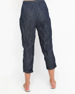 Ozai N Ku Crinkle Stitch Capri Pants, Denim