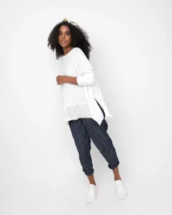 Ozai N Ku Crinkle Stitch Capri Pants, Denim