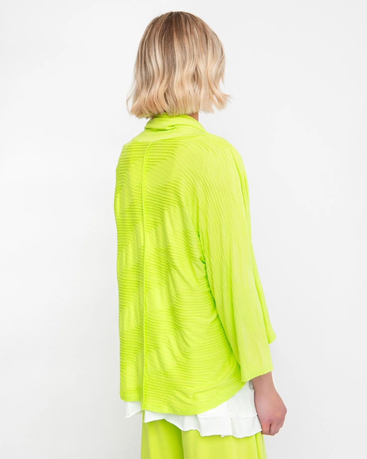Ozai N Ku Drape Neck Racquet Cardigan, Lime
