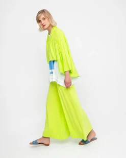 Ozai N Ku Drape Neck Racquet Cardigan, Lime