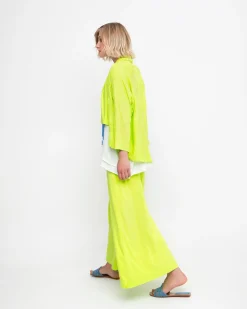 Ozai N Ku Drape Neck Racquet Cardigan, Lime