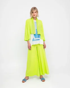 Ozai N Ku Drape Neck Racquet Cardigan, Lime