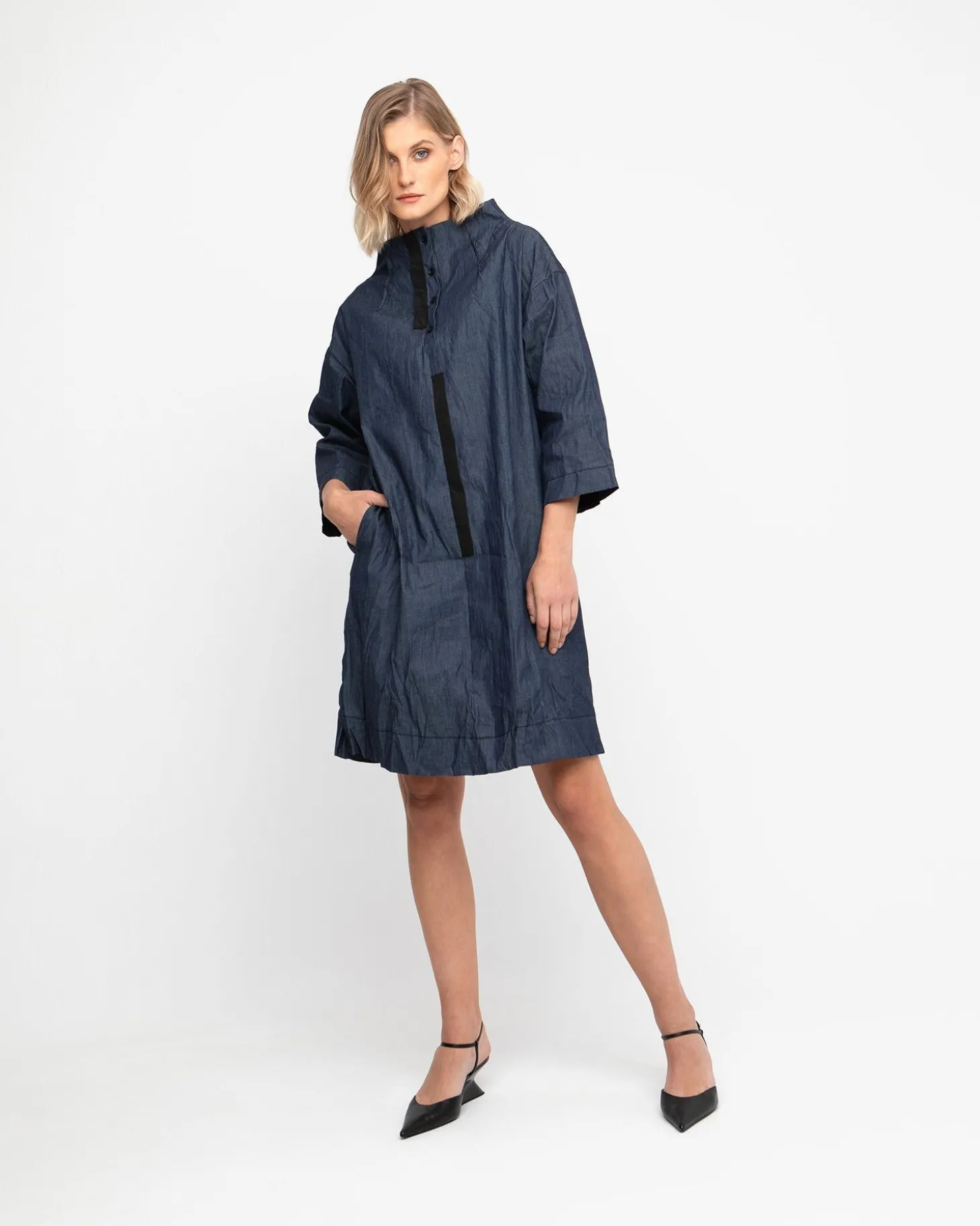 Ozai N Ku Funnel Dress, Denim