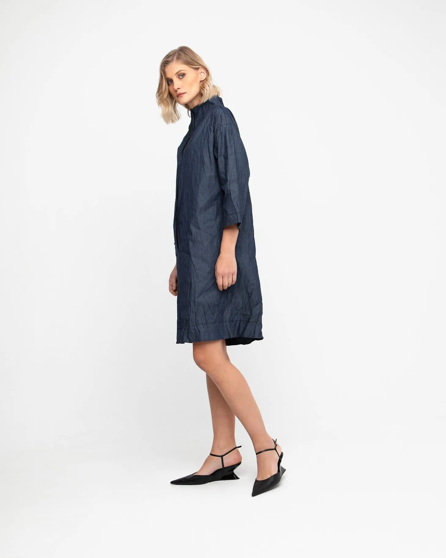 Ozai N Ku Funnel Dress, Denim