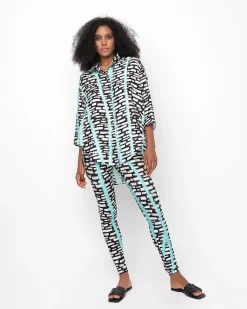 Ozai N Ku Helen Button Down Shirt, Jet Blue