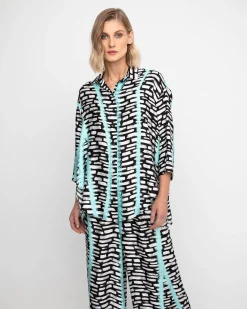 Ozai N Ku Helen Button Down Shirt, Jet Blue