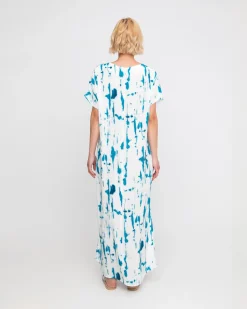 Ozai N Ku Island Relaxed Maxi Dress, White/Turquoise