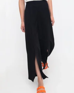 Ozai N Ku Must-Have Slit-Front Flare Pants, Black