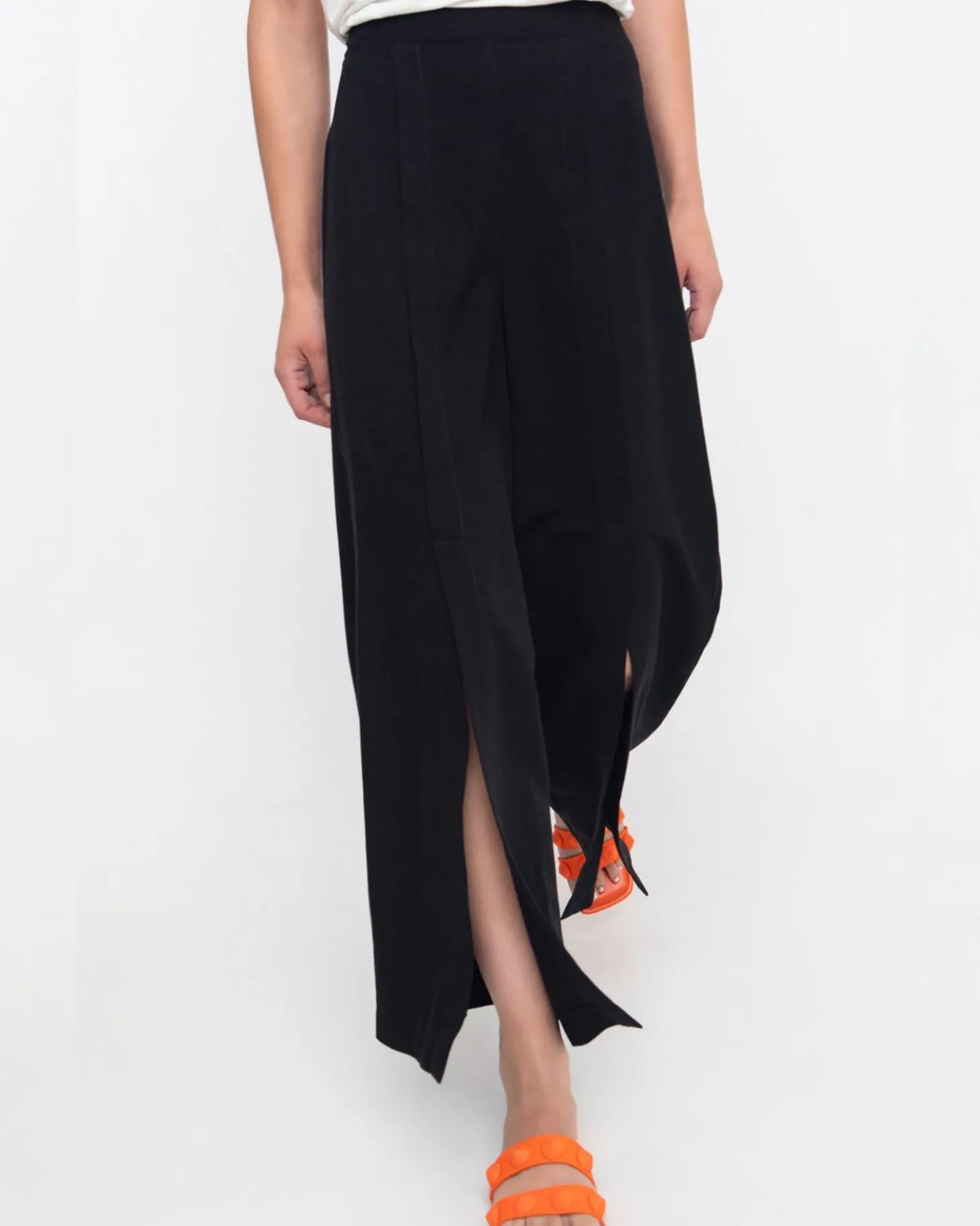 Ozai N Ku Must-Have Slit-Front Flare Pants, Black