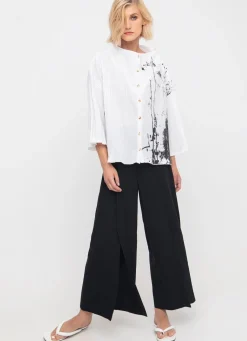 Ozai N Ku Must-Have Slit-Front Flare Pants, Black