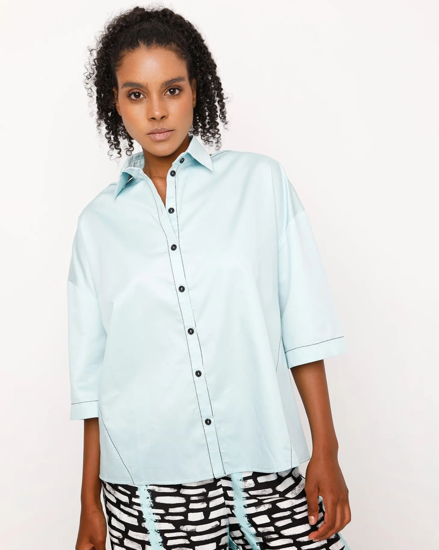 Ozai N Ku Oceania Cutout Shirt, Azure