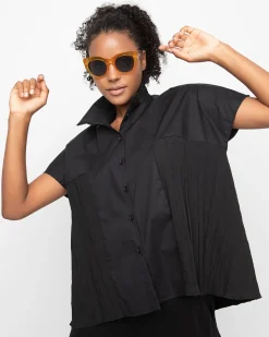 Ozai N Ku Pleated Boxy Shirt, Black