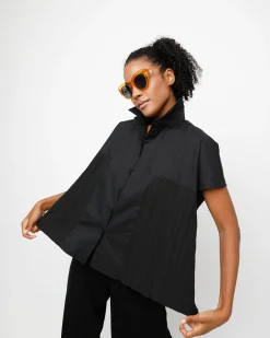 Ozai N Ku Pleated Boxy Shirt, Black