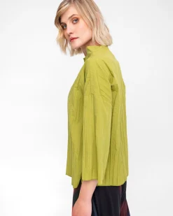 Ozai N Ku Pleated Crinkle Funnel Top, Olive
