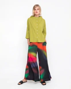 Ozai N Ku Pleated Crinkle Funnel Top, Olive