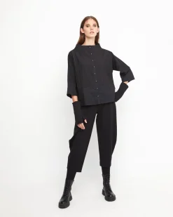 Ozai N Ku Silky Boxy Shirt, Black