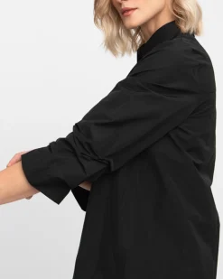 Ozai N Ku Taffeta Scrunch Sleeve Shirt, Black
