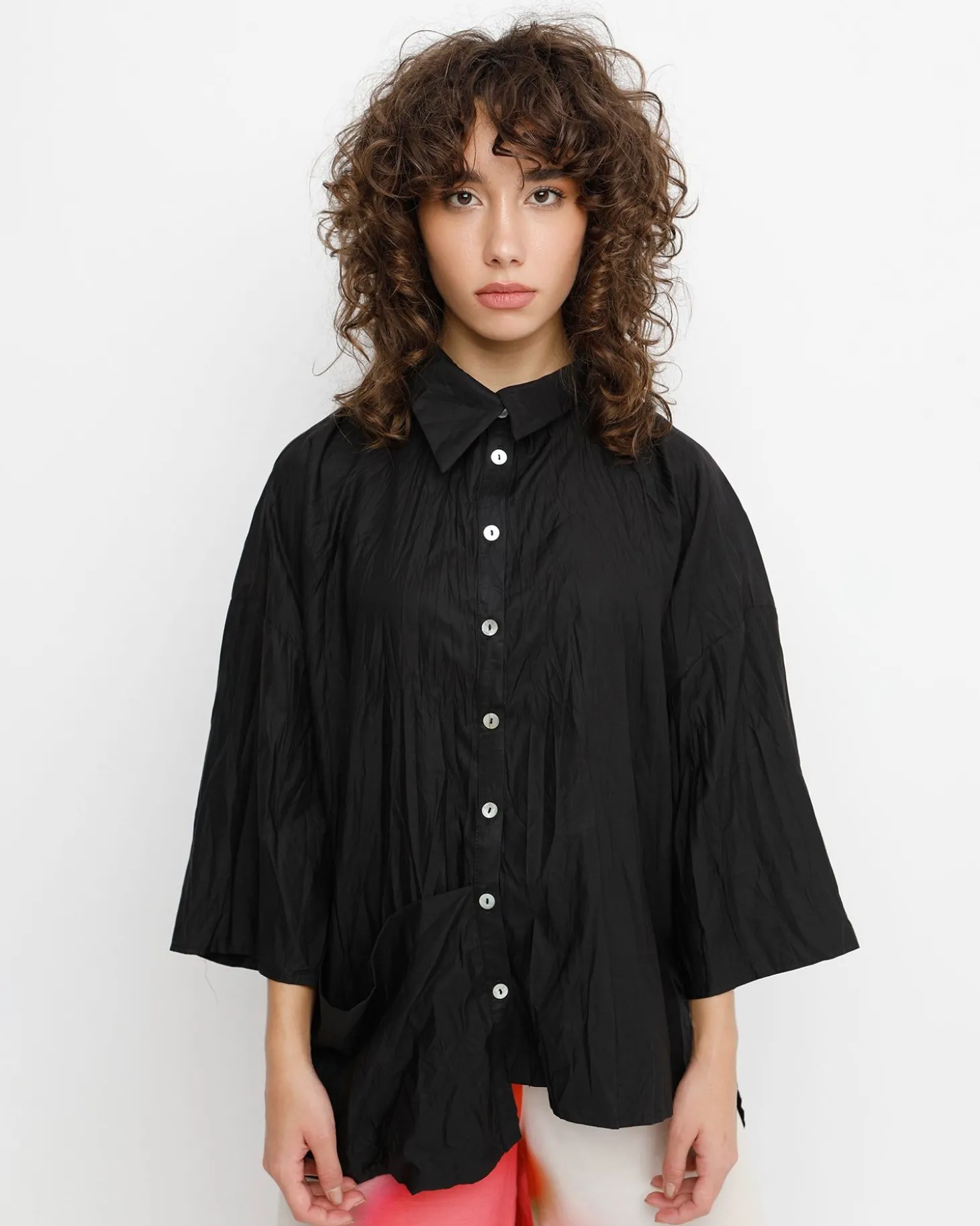 Ozai N Ku Trickster Crinkle Shirt, Black