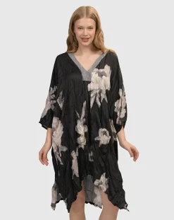 Paige Crinkle Caftan Tunic Dress, Roses