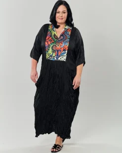 Paisley Bib Crinkle Maxi Dress, Multip