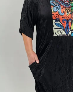 Paisley Bib Crinkle Maxi Dress, Multip