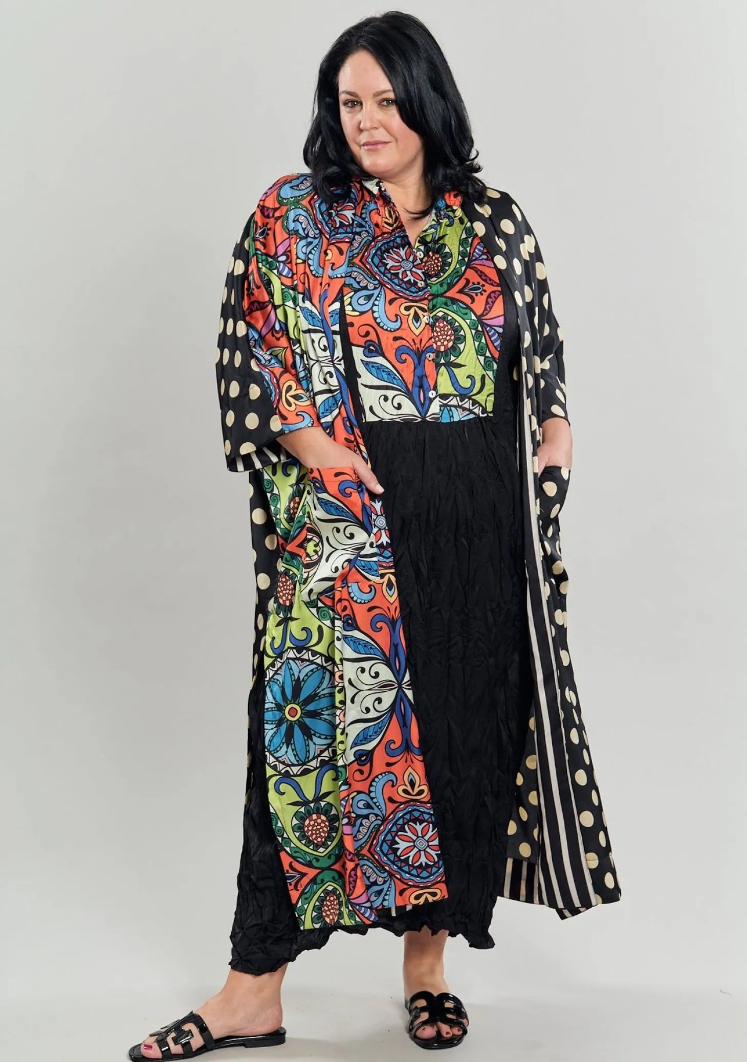 Paisley Bib Crinkle Maxi Dress, Multip