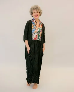 Paisley Bib Crinkle Maxi Dress, Multi
