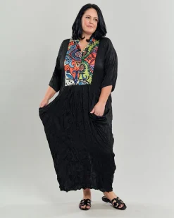Paisley Bib Crinkle Maxi Dress, Multip