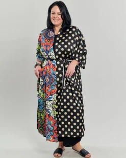 Paisley Dot Long Kimono Jacket, Multip