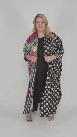 Paisley Dot Long Kimono Jacket, Multip