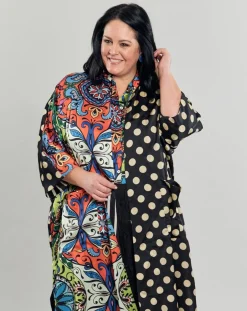 Paisley Dot Long Kimono Jacket, Multip