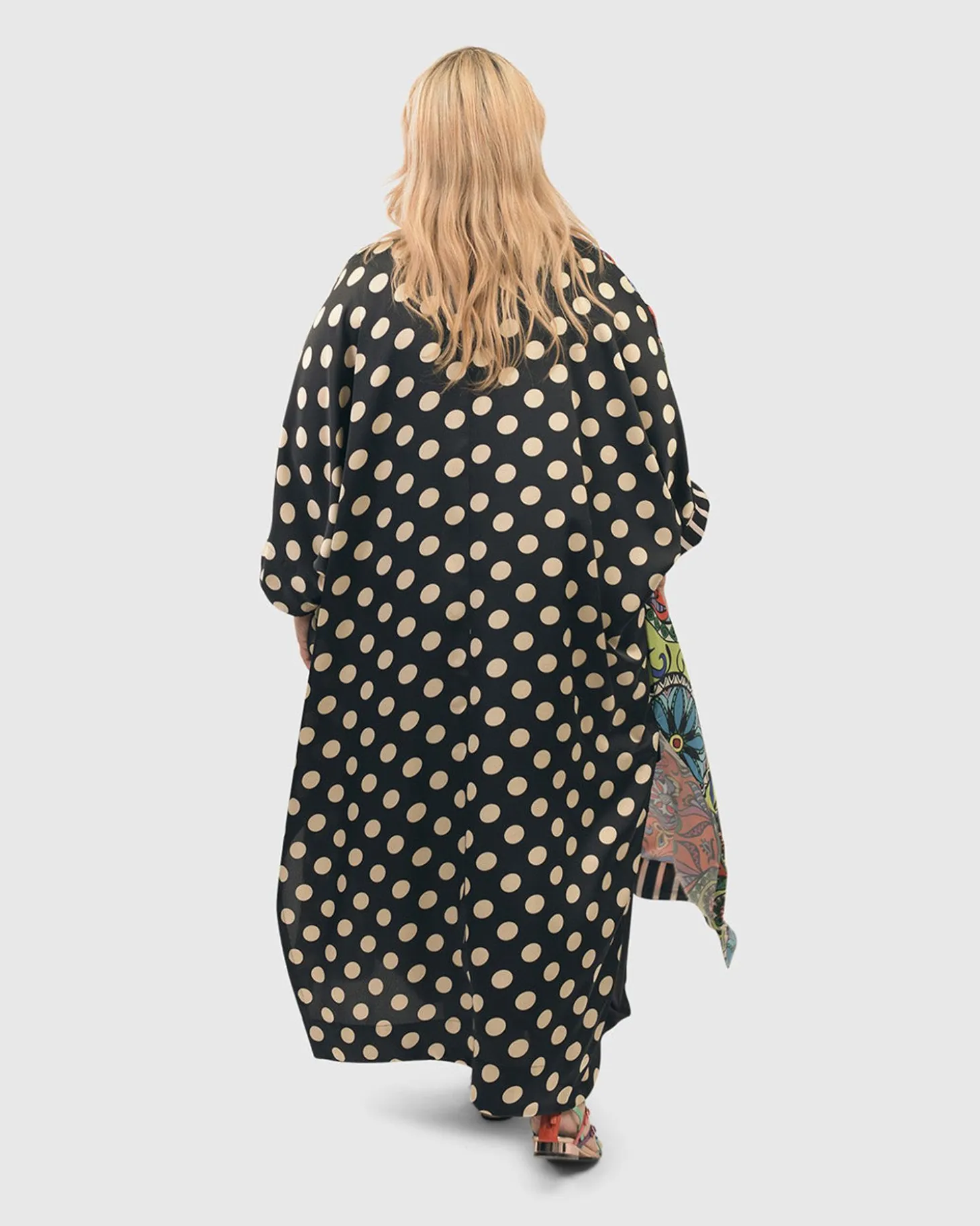 Paisley Dot Long Kimono Jacket, Multip