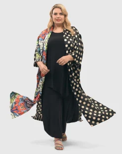 Paisley Dot Long Kimono Jacket, Multip
