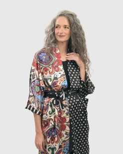 Paisley Dot Long Kimono Jacket, Multi