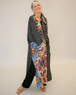 Paisley Dot Long Kimono Jacket, Multi