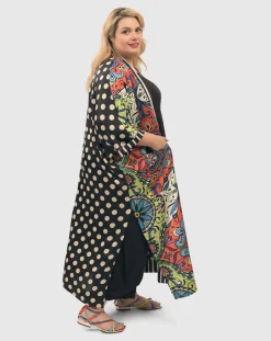 Paisley Dot Long Kimono Jacket, Multi