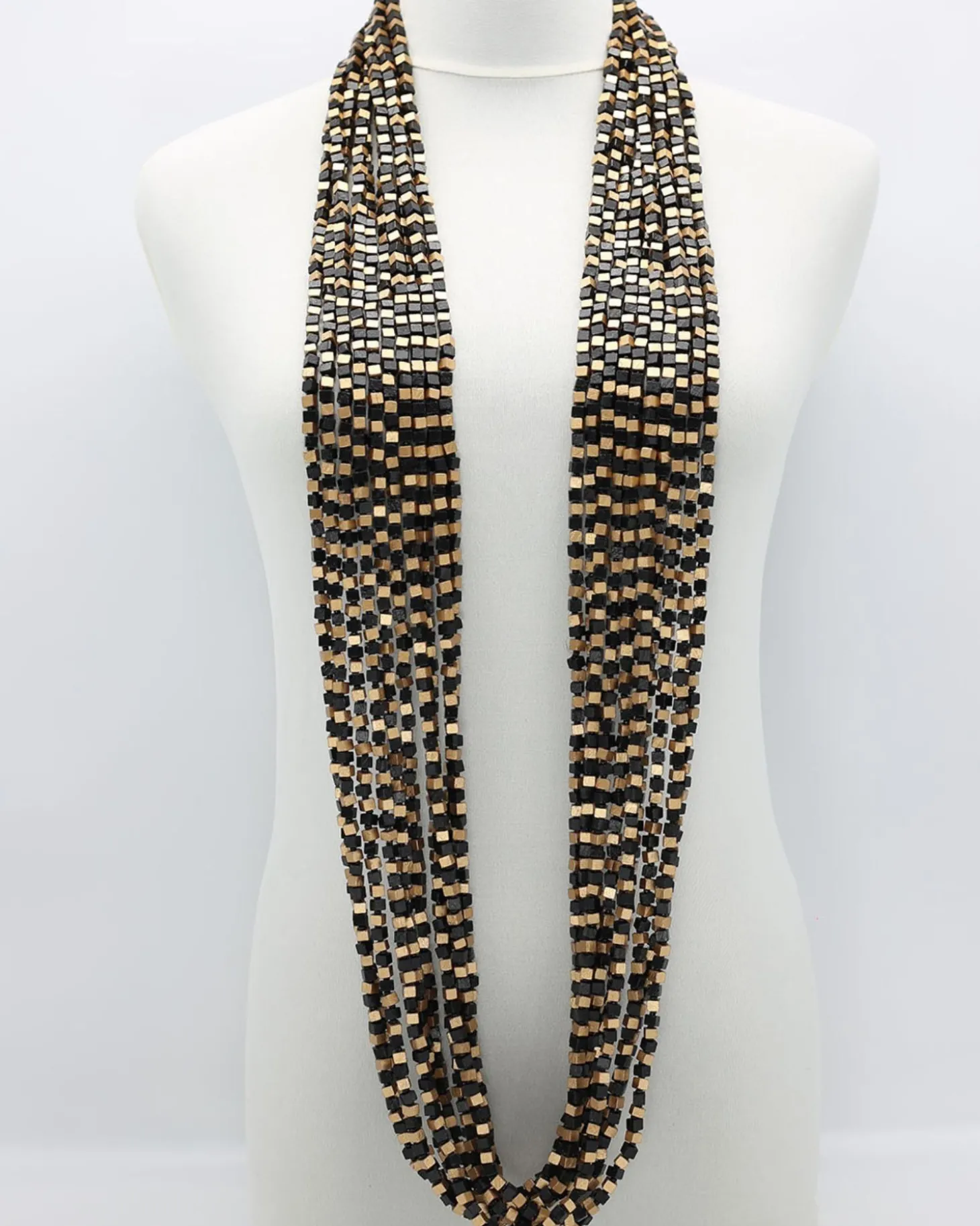 Pashmina Bead Necklace, Gold/Black