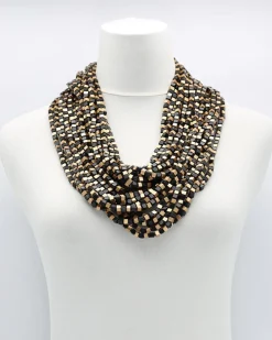 Pashmina Bead Necklace, Gold/Black