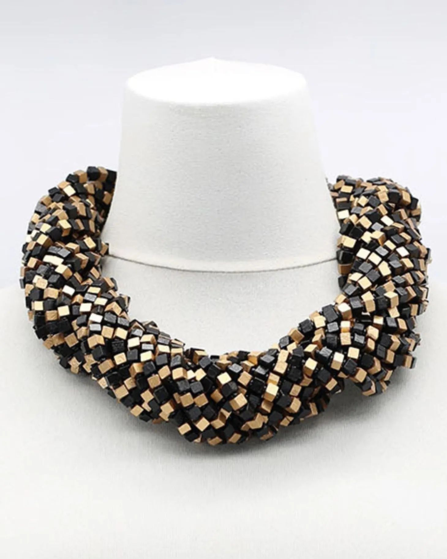 Pashmina Bead Necklace, Gold/Black